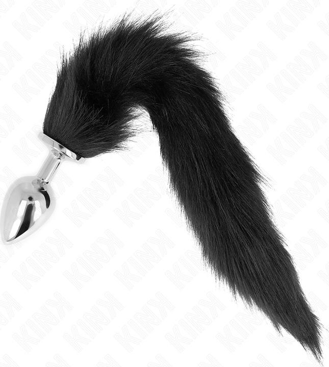 Kink Anal Plug Size L 10 X 4 cm With Plastic Tail 40 cm Black
