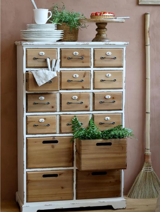 Produktbild Chic Antique Kommode mit 16 Schubladen 107.5 x 67.5 x 34 cm, Nature/Weiss (67.5 x 34 x 107.5 cm)