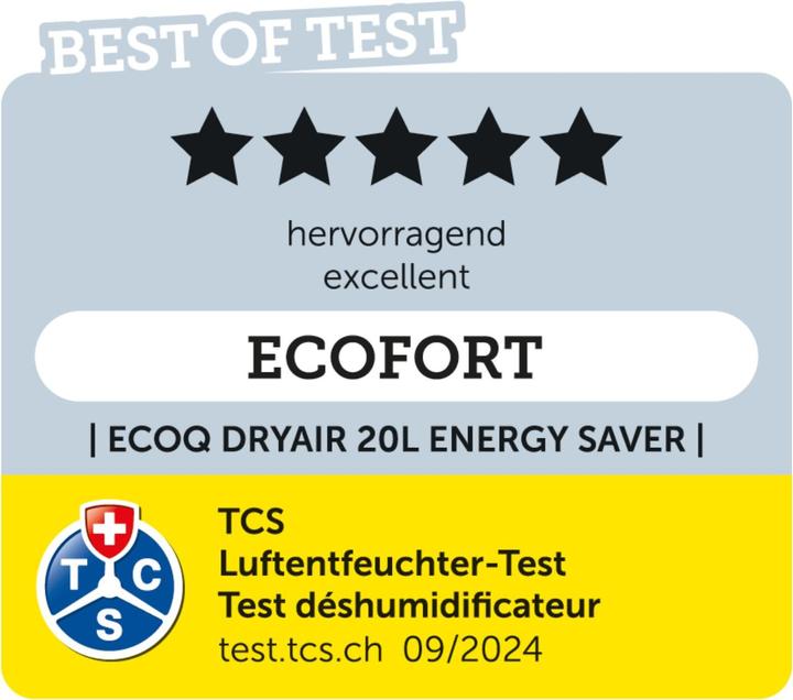 Energie-Label ecofort ecoQ DryAir 20L Energy Saver (50 m², 20 l/24h)
