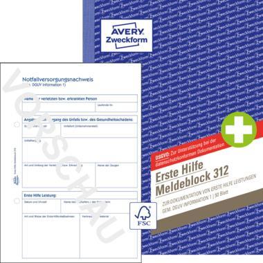 Produktbild Avery Zweckform Erste Hilfe Meldeblock 312, DIN A5, 50 Blatt (50 x)