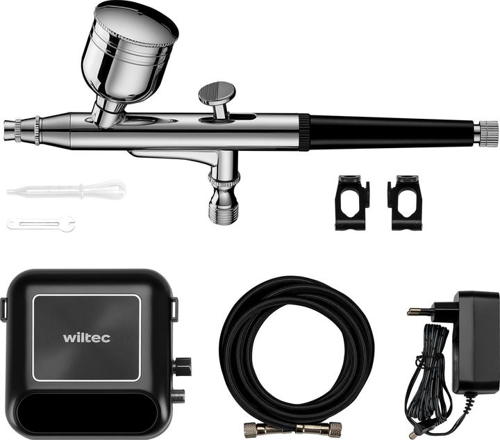 Wiltec Kompressor Zubehör Set 2,8bar Airbrush Set 12V Druckluft Air Brush