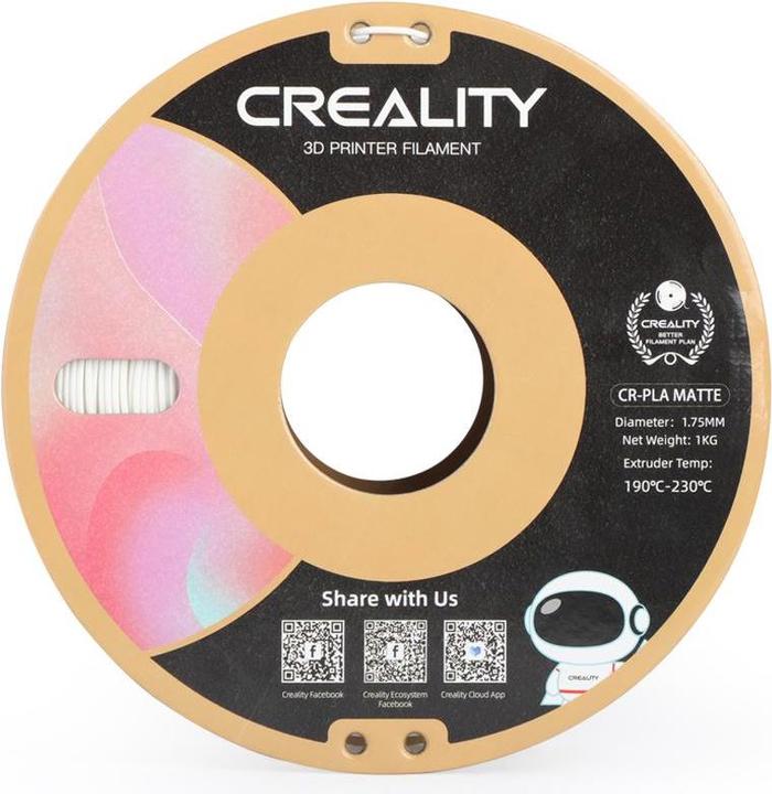 Image du produit Creality CR-PLA Matte 3D printer filament, 1.75 mm, gypsum white (PLA, 1.75 mm, 1000 g, Blanc)