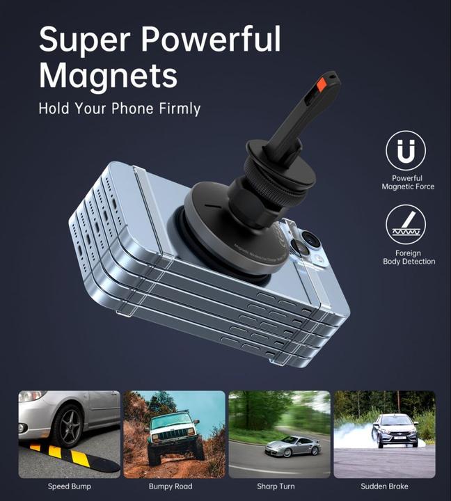 Produktbild Choetech T204-F magnetische Autohalterung mit 15 W kabellosem Laden – Schwarz