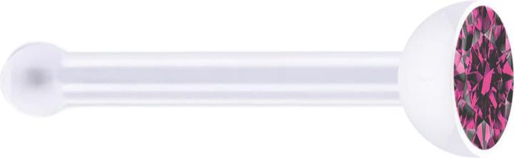 Produktbild Star Piercing Nasenstecker gerade transparent mit Kristall pink (ohne Messing, Bioflex)