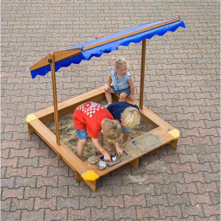 Produktbild SwingKing Sandkasten aus Holz mit Wassernäpfen und Abdeckung