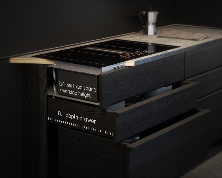 Image du produit AEG COLI84FHXB Table de cuisson autoportante avec hotte aspirante intégrée / Série 6000 Bridge XT /