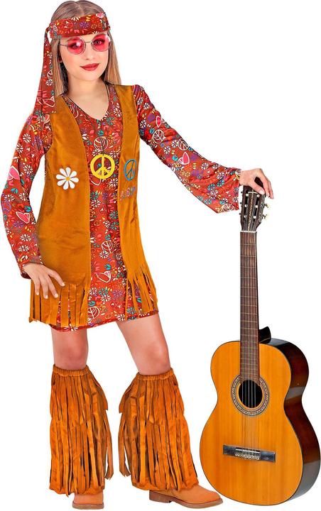 Produktbild Widmann HIPPIE (Kleid, Weste, Stirnband, Stiefelüberzieher mit Fransen), 128 cm / 5-7 Years (128)