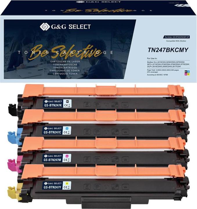 Productafbeelding G&G Toner vervangt Brother TN-247CMYK Compatibel Combi-Pack Zwart, Cyaan, Magenta, Geel TN-247BK/TN