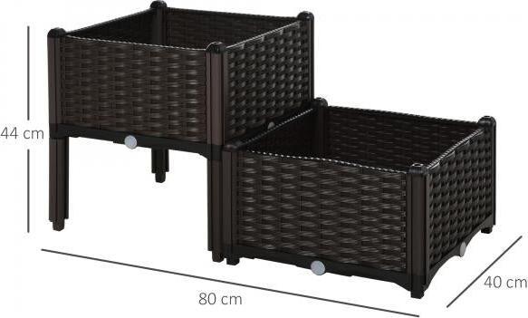 Image du produit Outsunny Parterre surélevé en 2 parties, aspect rotin