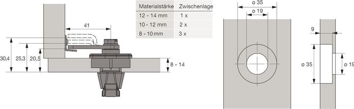 Actual product image Hettich Quarter-turn lock / locker lock, nickel-plated steel (Rotary knob cylinder)