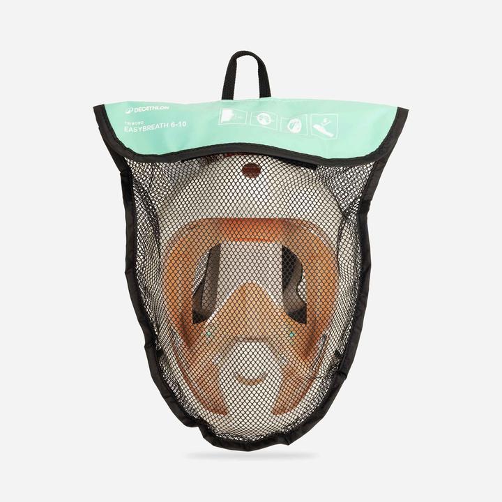 Produktbild Subea Schnorchelmaske Easybreath Kinder 6–10 Jahre XS mit Tasche beige/orange