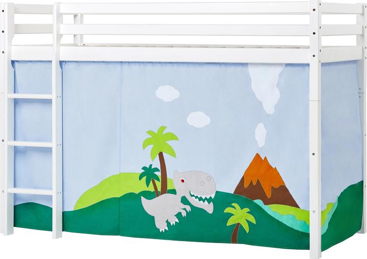 Hoppekids BUNDLE BASIC middle loft bed 90x200 cm with DINOSAUR curtain (90 x 200 cm)