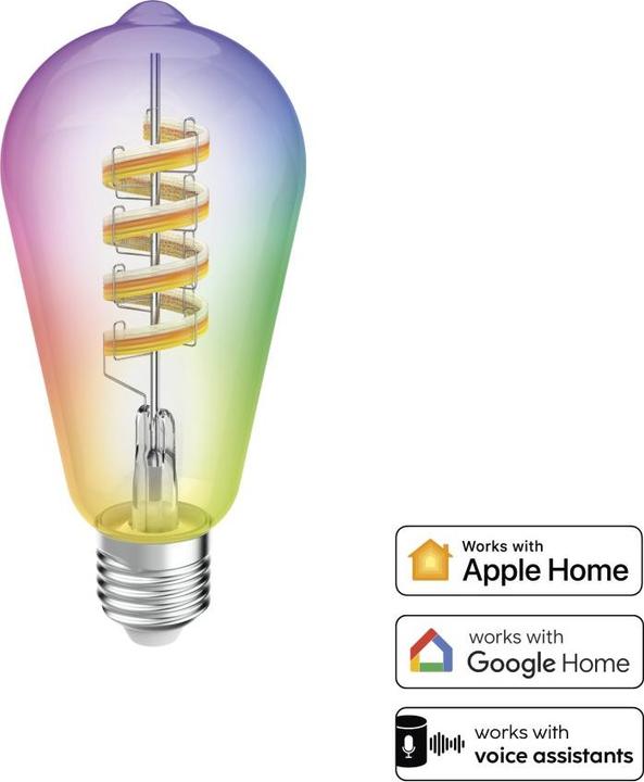 Energie-Label Hama Smarte LED-Lampe, Matter, E27, Retro, Filament ST64, RGBW, dimmbar, mit App (E27, 4.90 W, 470 lm, 1 x, F)