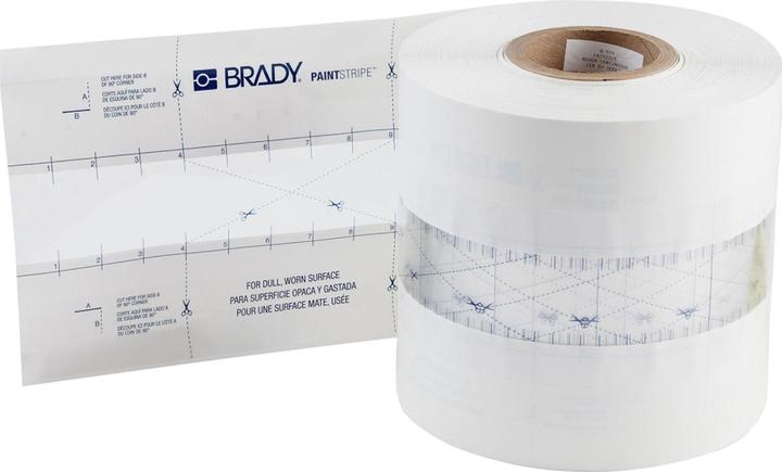 Actual product image Brady PaintStripe stencil - continuous line, polyester, transparent/white, 50.80 mm x 152.40 m
