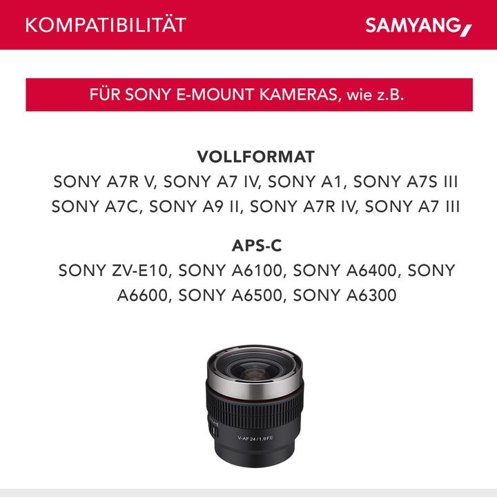Actual product image Samyang V-AF 24mm T1.9, Sony E (Sony E, full size, APS-C / DX)