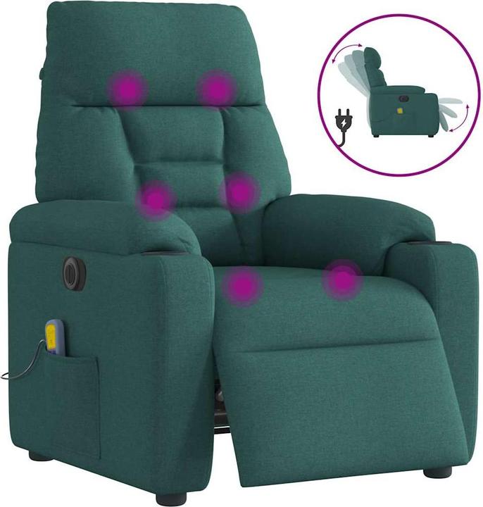 VidaXL Massagesessel Elektrisch Dunkelgrün Stoff