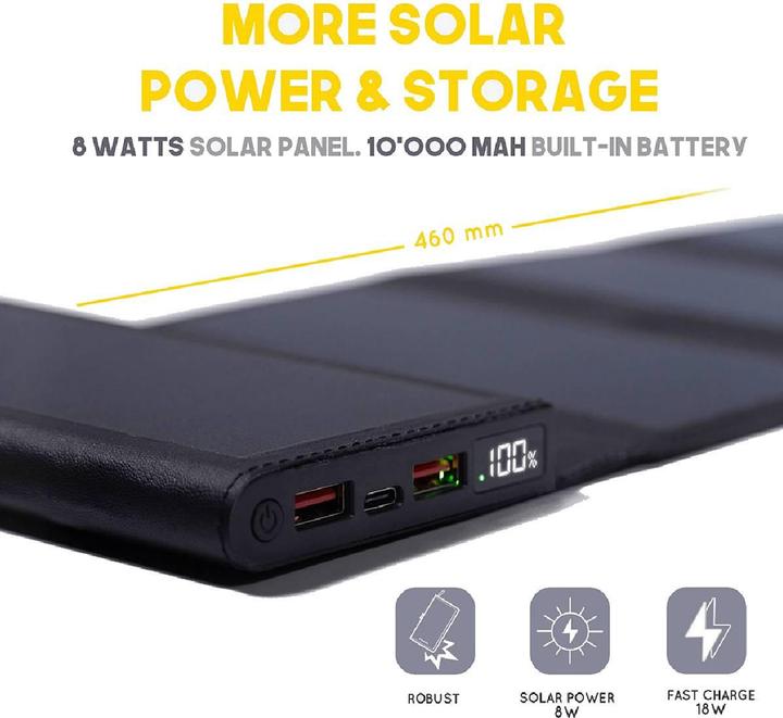 Produktbild Sunslice Tragbare Solar-Batterie 8W "Electron" (10000 mAh, 8 W, 20 Wh)