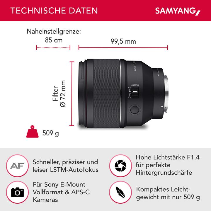 Image du produit Samyang AF 85mm f/1.4 FE II Sony E (Sony E, Plein format)