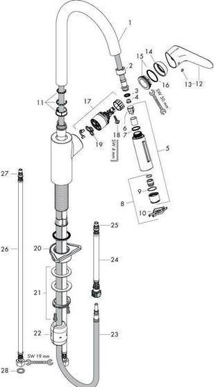 Image du produit hansgrohe Focus M41 Mitigeur Cuisine 240, douchette extractible, 2 jets