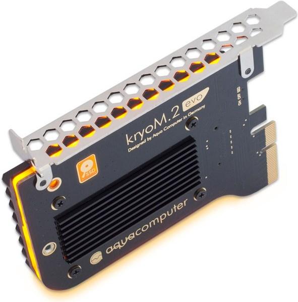 Produktbild Aqua Computer Aquacomputer kryoM.2 evo PCIe 3.0/4.0 x4 Adapter f??r M.2 NGFF PCIe SSD, M-Key mit Passivk??hler (1 x)