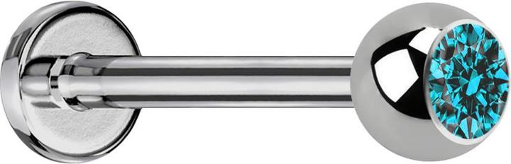 Produktbild Star Piercing Micro Labret silber mit Kugel und Kristall aqua (ohne Messing, Titan G23)
