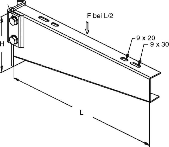 Actual product image Niedax NIE KTTS500 outrigger heavy 150x530mm 5,0 kN with pre-mounted clamp