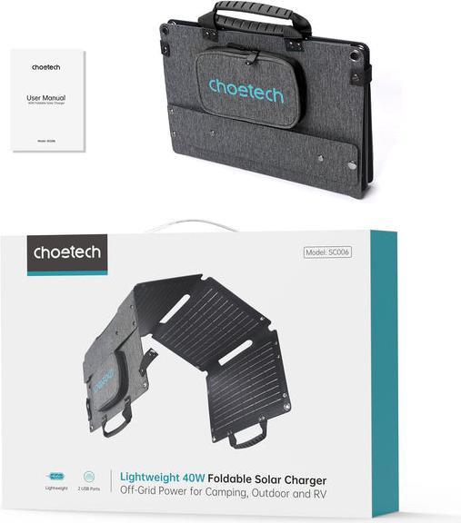 Image du produit Choetech Panneau solaire pliable 36W (40 W, 1.55 kg)