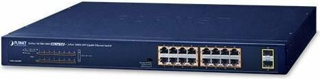 Produktbild Planet 19 Zoll POE+ Switch, 16 x Gigabit, 2x SFP (19 Ports)