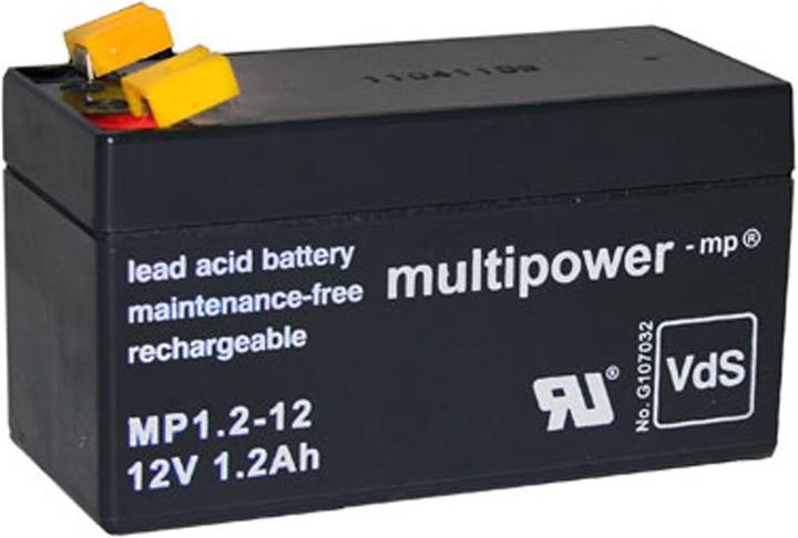 Image du produit Multipower Batterie MP1.2-12 Batterie au plomb avec contacts Faston 4,8 mm (12 V, 1.20 Ah)