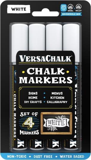 Actual product image VersaChalk - White liquid chalk marker set of 4 5mm tip (White, 5 mm, 4 x)