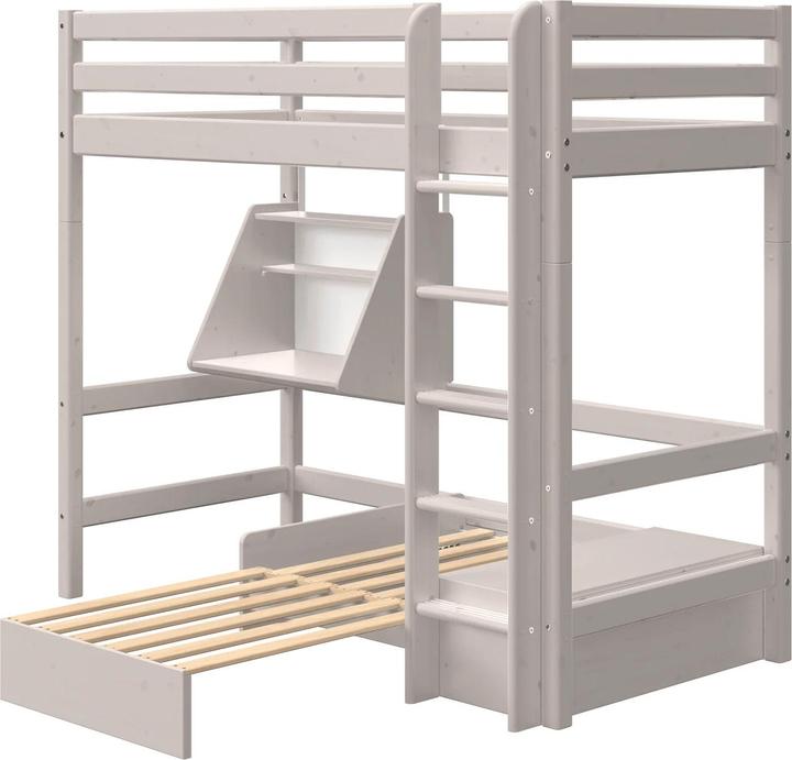 Flexa Loft bed Classic with sofa bed and hanging desk - Straight ladder (90 x 200 cm)
