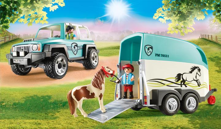 Immagine prodotto Playmobil Auto con rimorchio pony (70511, Paese Playmobil)