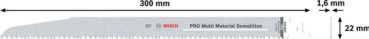 Actual product image Bosch Professional Zubehör PRO Multi Material Demolition S1210VF blade, 1.6 x 22 x 300 mm, 5 pcs.