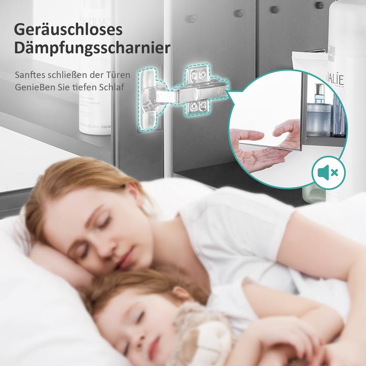 Produktbild Emke Spiegelschränke 75x65cm Spiegelschrank Badschrank mit Doppelseitiger Spiegel (Grau) (65 x 75 cm)