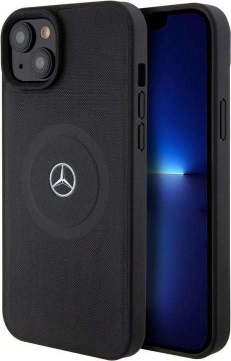 Image du produit Mercedes MEHMP15S23RMMK iPhone 15 6.1" czarny/black hardcase Motif croisé en cuir MagSafe (Apple iPhone 15)