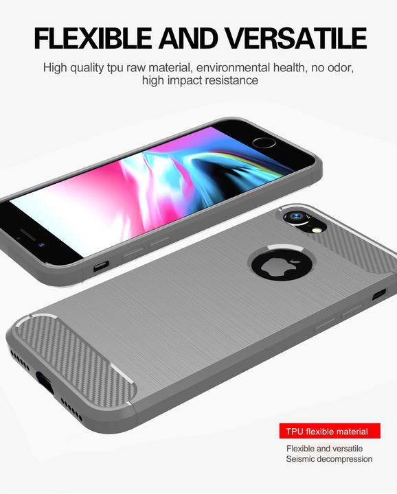 Produktbild Cadorabo TPU Ultra Slim carbon edelstahl Kombi Cover (Apple iPhone 7)