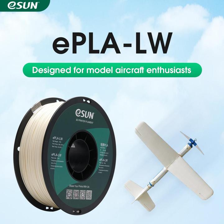 Image du produit eSUN ePLA-LW Noir Léger Filament 1.75mm 1Kg (PLA, 1.75 mm, 1000 g, Noir)