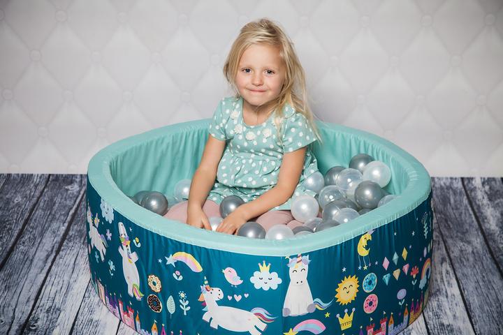 Produktbild Knorrtoys Bällebad soft - "Unicorn petrol" - 150 balls grey/white/transparent (7 cm)