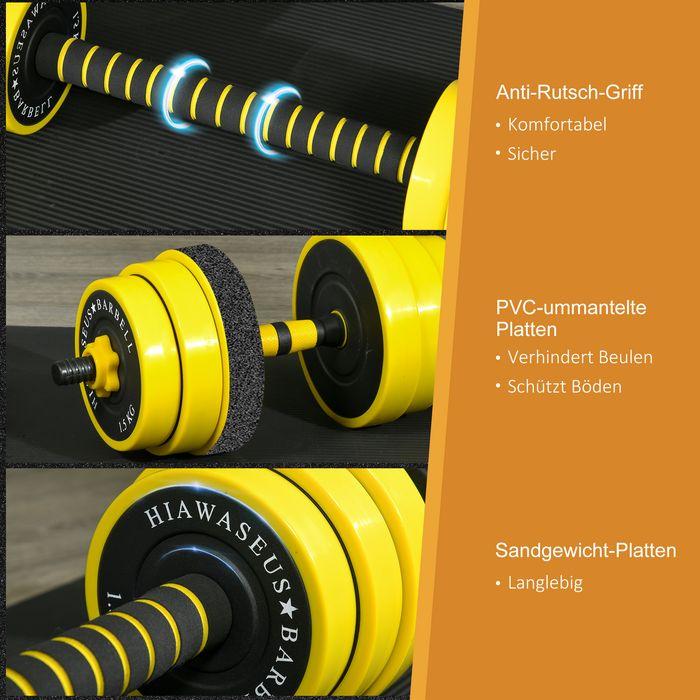 Actual product image Swisshandel24 25 kg Hantelset 3-in-1 einstellbar, ergonomisch, Gelb Schwarz