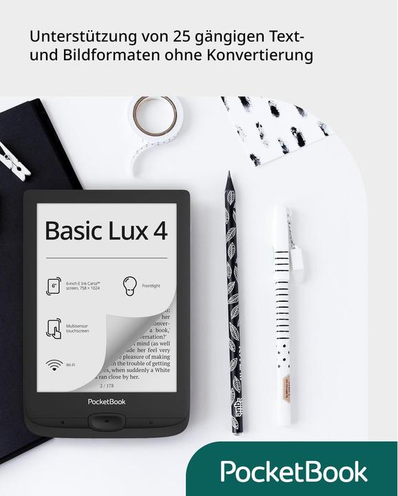 Produktbild PocketBook Basic Lux 4 (6", 8 GB, Schwarz)