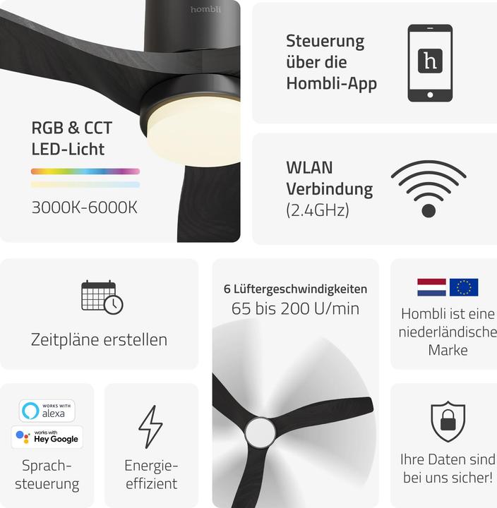 Produktbild Hombli Deckenventilator mit Licht (43 dB)