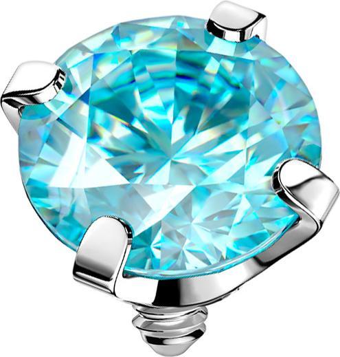 Star Piercing Dermal Anchor silber Kristall aqua gefasst (ohne Messing, Chirurgenstahl 316L)