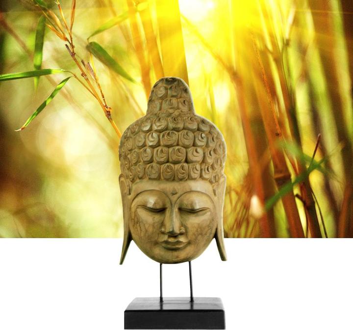 Image du produit Natura Punto Masque de Bouddha sur support en bois d'albès, hauteur 65 cm