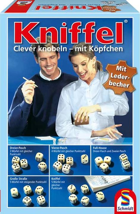 Actual product image Schmidt Spiele Yahtzee with leather dice cup (German)