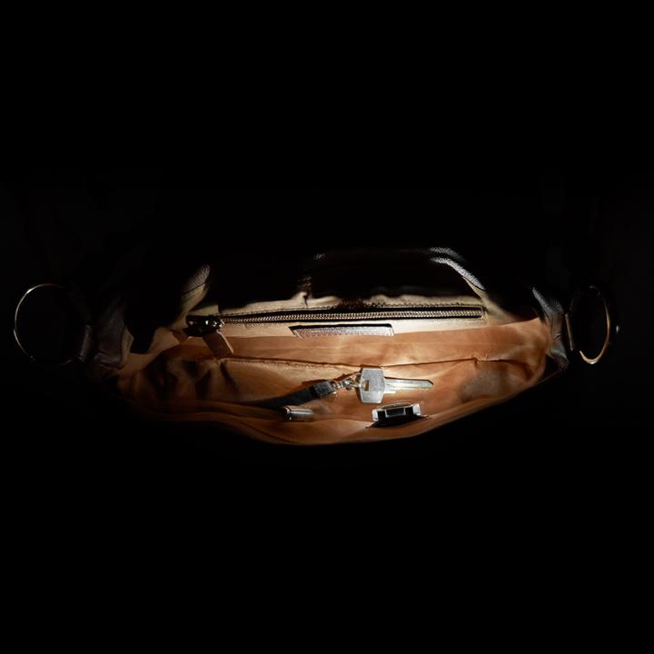 Actual product image Riccardo Ferducci Handbag, crossover with LED light compartment, Bellini