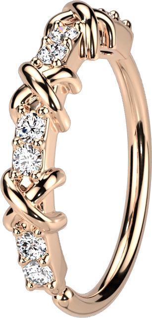 Hollywood Body Jewelry Micro Piercing Ring rosegold Kristalle und drei Kreuze (Messing)