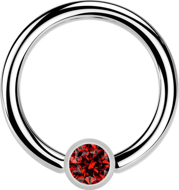 Produktbild Star Piercing Ball Closure Ring silber und Kristall rot (ohne Messing, Chirurgenstahl 316L)