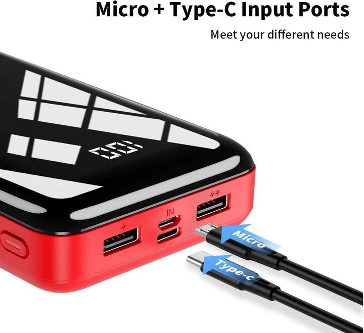 Image du produit Bextoo Banque d'alimentation 30000mAh, rouge (27000 mAh, 22.50 W, 22.50 Wh)