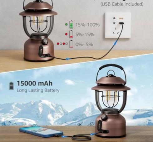 Immagine prodotto Lepro LED Retro Camping-Laterne mit Powerbank-Funktion