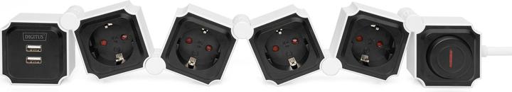 Actual product image Digitus Flexible Power Strip, 4-way with 2 USB Ports & Switch (4 x, CEE 7/3, 1.60 m)